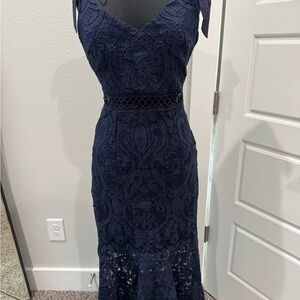 Lulus Elegant Navy Lace Dress